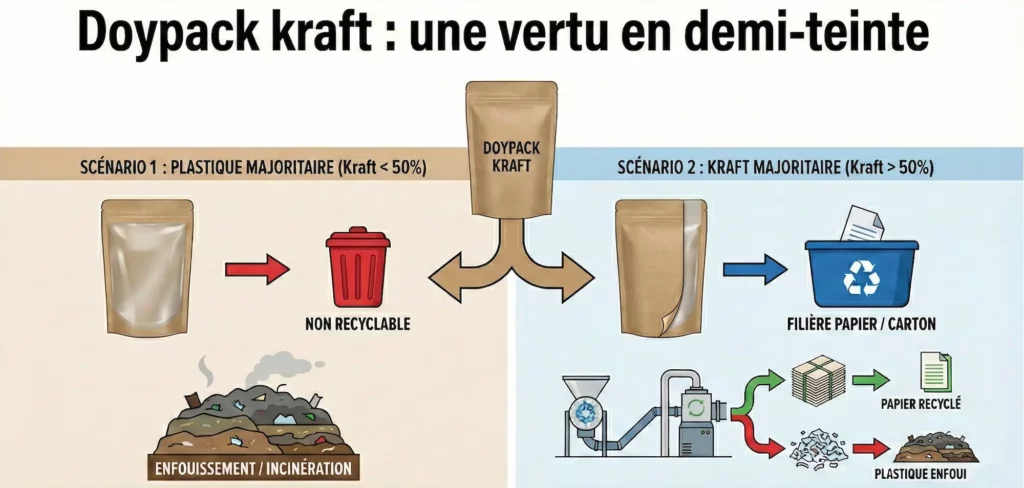 Doypack kraft-une vertu en demi-teinte